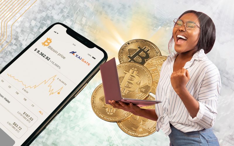 the girl happy with the cryptocurrency payment gateway and her bitcoin xaigate